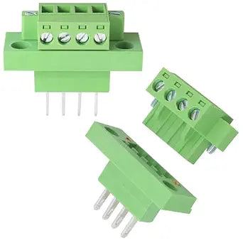 2 Sets Bulkhead Plug-in Terminal Block 5.08mm 4Pin Bulkhead Pin Header Connector Receptacle 2EDGWB 2EDGKM with Fixed Screws Locking Plate Electrical Connection