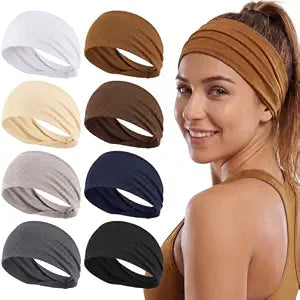 Needbrock 8 Pack Workout Headbands for Women, Non-Slip Cloth Headbands