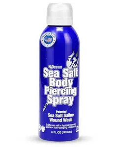 H2Ocean Sea Salt Body Piercing Spray - Saline Piercing Spray for Piercings & Body Modifications - Drug-, Preservative- & GMO-Free Vegan Piercing Aftercare - 6 oz