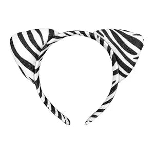 Zebra Headband Cat Ears Hair Band Cute Animal Hair Accessories for Women Halloween Party Headwear