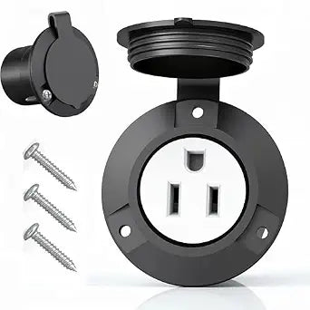 15A Flanged Female Outlet 120-125 Volt, NEMA 5-15R 15 Amp Power Receptacle