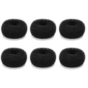 Extra Small Hair Bun Maker for Kids, 6 PCS Chignon Hair Donut Sock Bun Form for Girls, Mini Hair Doughnut Shaper for Short and Thin Hair (Small Size 2 Inch, Black)