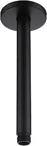 8 Inch Ceiling Mounted Shower Arm with Large Flange, Matte Black, Made of 304 Stainless Steel, Straight Shower Pipe for Morden Bathroom