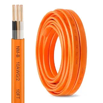 10/2 NM-B with Ground, Solid Indoor Electrical Wire, 10 FT, Orange
