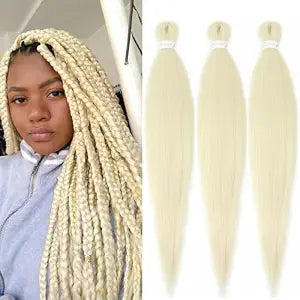 613 Blonde Braiding Hair Pre stretched 30 Inch 3 Packs Pre-stretched Braiding Hair EZ Braid Yaki Texture Synthetic Hair Extensions for Crochet Box Braids