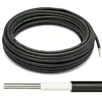 12.5 Gauge Underground Electric Fence Lead-Out Cable, Double Insulated Aluminum Core Wire, UV Resistant & Waterproof for Farm Livestock Fence, 50Ft, Black