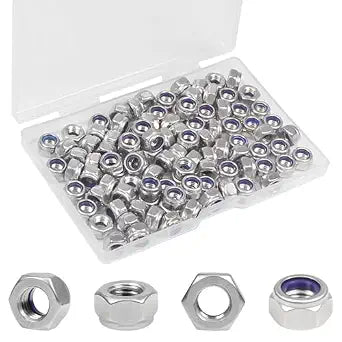 100PCS M5 Locknuts M5x0.8mm Nylon Insert Hex Lock Nuts