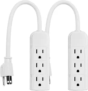 Uninex PS28E WTv2 Compact Grounded 3-Outlet Power Strip, 1-Foot