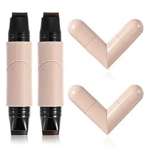 2PCS Winged Eyeliner Stamp Brown and Black, Stamp Wing Eyeliner, Long Lasting Waterproof for Winged Cat Eye, Easy Beginner Stamps & Precision Brush (Brown and Black)