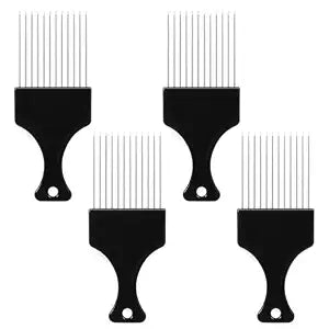 4 PCS Metal Hair Pick, Afro Picks for Men, Metal Afro Pick Combs for Women, Afro Comb Metal Pick, Hair Pick Metal Beard Pick, Metal Picks for Hair Curly Hair Detangling Styling and Lifting Tool