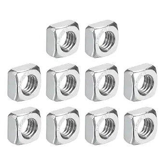 uxcell M5-0.8x4 Square Nuts, 304 Stainless Steel Coarse Thread Square Nuts Fasteners for Home Repairs and Professional Engineering, Silver, 10pcs