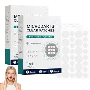 Microdarts Clear Patches, 2-in-1 Microdarts & Hydrocolloid Patch, Natural Hydrocolloid Patches for Women and Men - Gentle Formula for All Skin(2pcs)