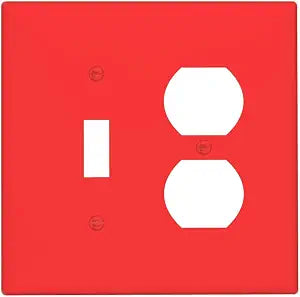 Red 2 Gang Single Toggle/Double Duplex Combo Outlet Light Switch Cover Electric Decorative Combination Device Switch Face Wall Plate