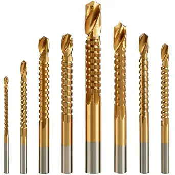 8 Pcs Titanium Coated HSS Twist Drill Bits Set 3-10mm