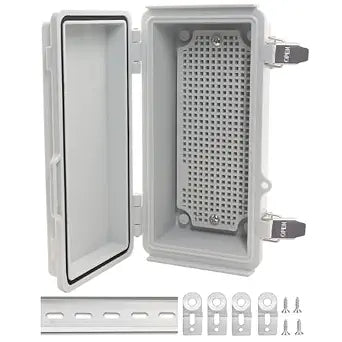 Electrical Box, Outdoor Waterproof Box IP67 Junction Box with Mounting Plate,ABS Plastic Project Box Power Cord Enclosure Grey 7.9" Dx3.9 Wx2.8 H