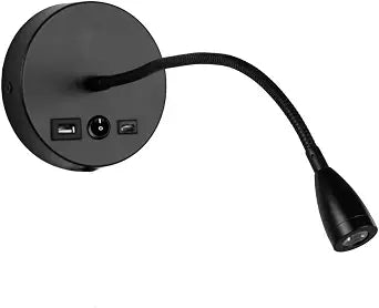Newhouse Lighting 4.5 in. W x 15 in. H Cole Gooseneck Reading Light in Matte Black with USB-A and USB-C Charging Ports NHRL-CO-BLK, Bedside Lamp for Nightstands, Space-Saving Office Desk Accessory