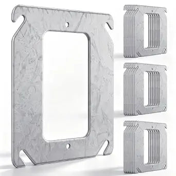 20 Pcs 4" x 4" Square Flat Mud Ring, 1 Gang Galvanized Steel