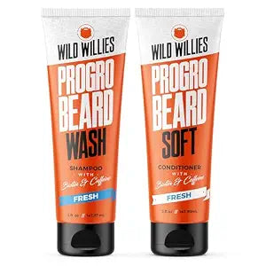 Wild Willies PROGRO Beard Shampoo & Conditioner Kit - Caffeine & Biotin