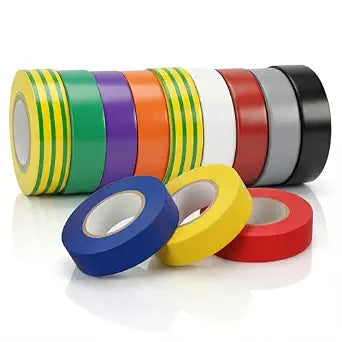 12 Pack Colored Electrical Tape Waterproof Coloured Tape Rolls Listed PVC Vinyl 3/4 in x 66ft for Professional Use Home DIY Electrical Repairs Professional Installations