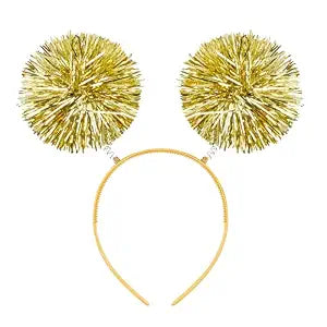 CUBACO Gold Pom Pom Headband Birthday Headband for Girls, Pomni Headbands Birthday Girl Headbands Pride Hair Accessories for Women Alien Suitable for Adults Party Accessory