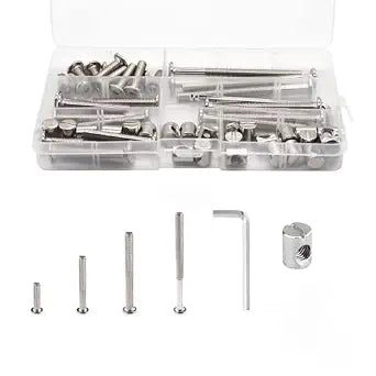 49 PCS M6-1.0x20/40/50/60/70/80 mm Hex Socket Head Cap Screw Barrel Nuts Assortment Kit with Wrenches for Crib Bunk Bed Furniture Cot, Bunk Bed Replacement Hardware