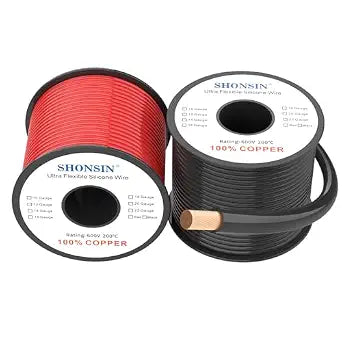 14 Gauge Wire 100% Copper Silicone Wire 40FT Black + 40FT Red, Flexible 14 AWG Stranded Electrical Wire for Automotive, Battery, UAV, Motor, Solar | Rated 600V 200