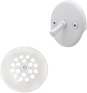 Westbrass R92-50 3-1/8" Trip Lever Bathtub and Shower Drain Kit with 2-Hole Overflow Faceplate, 1-Pack, Powder Coat White