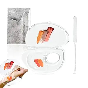 180 Degree Folding Acrylic Makeup Mixing Palette, Plastic Foundation Makeup Facial Palette with Felt Bag, Transparent Spatula Tool for Eyeshadow Liquid Foundation