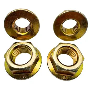 3/4"-10 Grade 8 Flange Nuts (4 Pack)  Heavy Duty Yellow Zinc Coarse Thread Fasteners with Built-in Washer Base, SAE J995 High Strength Steel