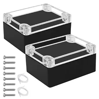 LeMotech Junction Box with Clear Cover IP65 Waterproof Project Box Dustproof ABS Plastic Electrical Project Boxes Universal Enclosure, Black 4.5"x 3.5"x 2.1"(115x90x55mm)(Pack of 2)