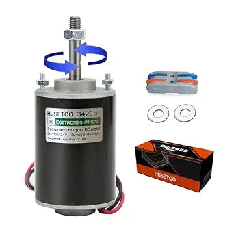 High Torque DC Motor 12V/24V, DIY Project Quiet Motor Permanent Magnet Motor with Cable Connector for Electric Motors and Generators, 30W CW/CCW 3500/7000RPM Motor Threaded Rotating Shaft