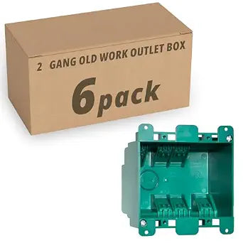 2-Gang Old Work Outlet Box,PPO Engineering Plastic,6 Pack