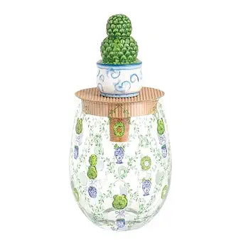 Mud Pie Topiary Stemless Glass Set