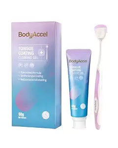 BodyAccel Tongue Cleaner Gel with Tongue Brush ��� Fresh Breath Oral Care Kit ��� Tongue Scraper Gel Set for Bad Breath Removal, Maintain Oral Health
