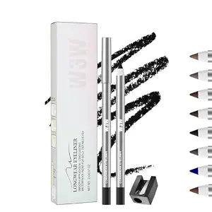 Eyeliner Pencil, Longwear Waterproof Gel Eyeliner Pen, Smooth Gliding Eye Liner Pen with Built-in Sharpener, Smudge Proof Long Lasting Colored Eyeliners Eye Makeup Tools (05 Liquorice)
