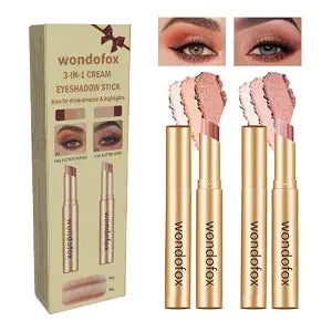 2 Pack 3 color Eyeshadow Stick, Waterproof Rose & Orange Shimmer