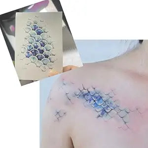 Mermaid Scales Temporary Tattooï¿½ï¿½ï¿½ï¿½ï¿½ï¿½ï¿½ï¿½ï¿½Waterproof Fake Tattoo Sticker - Ocean Blue Sea Princess Arm/Ankle Body Art for Women, Party Fe