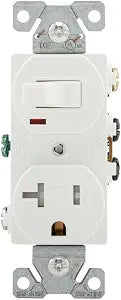 Eaton TR291W 20 Amp 120V 5-15 3-Wire Combination Receptacle & Toggle Switch, White
