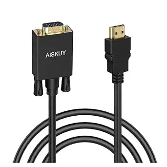 HDMI to VGA Cable, HDMI Source to VGA Display 6FT Cord Unidirectional 1080P 60Hz for Computer, Laptop, Desktop, Projector, Monitor, HDTV, Roku, Xbox