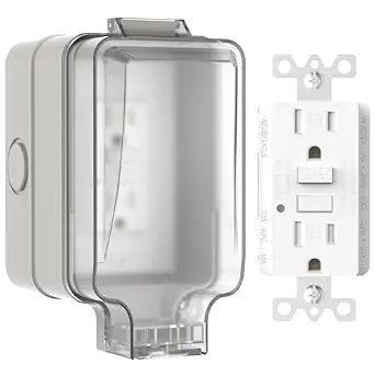 15A GFCI Outdoor Electrical Outlet Box, Hilictokt IP66 Waterproof & Lockable Enclosure, NEMA 5-15 Rated with Double Socket  Ideal for Gardens, Yards, Sports Fields (UL Listed)