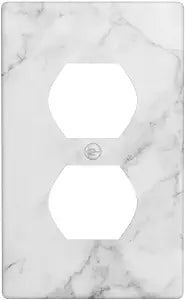 White Gray Marble Duplex Outlet Cover Plate Decorative Receptacle Wall Plates Lightswitch Electrical Outlet Faceplate for Bathroom Kitchen Bedroom Home Decor Accessories 4.5" x 2.76"(Plastic)