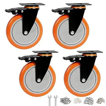 6 Inch Swivel Castor Wheels with Brake,3000lbs Set of 4 Heavy Duty Wheels