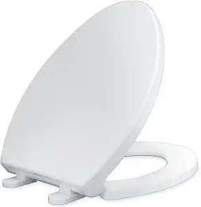 CYRRET Elongated Toilet Seat Slow Close, Easy to Install and Clean, Durable Plastic, White, Replacement Toilet Seats, Fits Standard Elongated, Obling or Oval Toilets