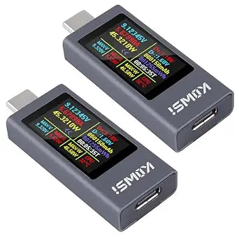 UMLIFE 2PCS 360W USB C Tester Power Meter, 4-30V 0-12A Type-C PD Tester Digital Multimeter, Voltage and Current Tester Meter Voltmeter, Power Bank Capacity USB Cable Charger Detector(KWS-2303C)
