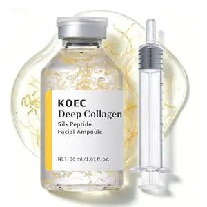 KOEC Deep Collagen Silk Peptide Facial Ampoule Face Lifting Serum,Intensive Tightening Smoothing Hydrating,Non-Greasy,Gentle Formula 30ML Gift for Women