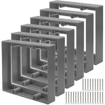 3/4" Double Gang Box Outlet Extender Grey with Screws Pack of 6