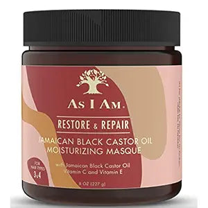 As Am JBCO Masque - 8 ounce - Deep Conditioning & Hydration - Repairs and Restores Scalp Health - Vegan and Cruelty Free - Enriched with Nano Jamaican Black Castor Oil, Vitamin C, and Vitamin E, Red