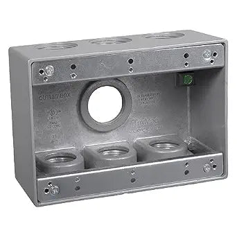 TayMac TB7100S Electrical Box 3-Gang Die Cast, Aluminum 1-Inch Thread, Gray