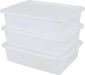 13 Liters Utility Tote Box with Lid, Commercial Bus Tubs, 3-Pack