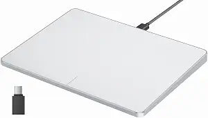 ProtoArc Wired USB Trackpad Mouse for Windows 10/11, Large High-Precision Touchpad Mouse, Multi-Gesture with Ultra Slim Portable Aluminum Trackpad for Computer/Desktop/Laptop, White and Silver